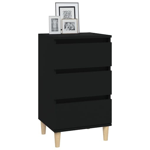 NNEVL Bedside Cabinet Black 40x35x70 cm Engineered Wood