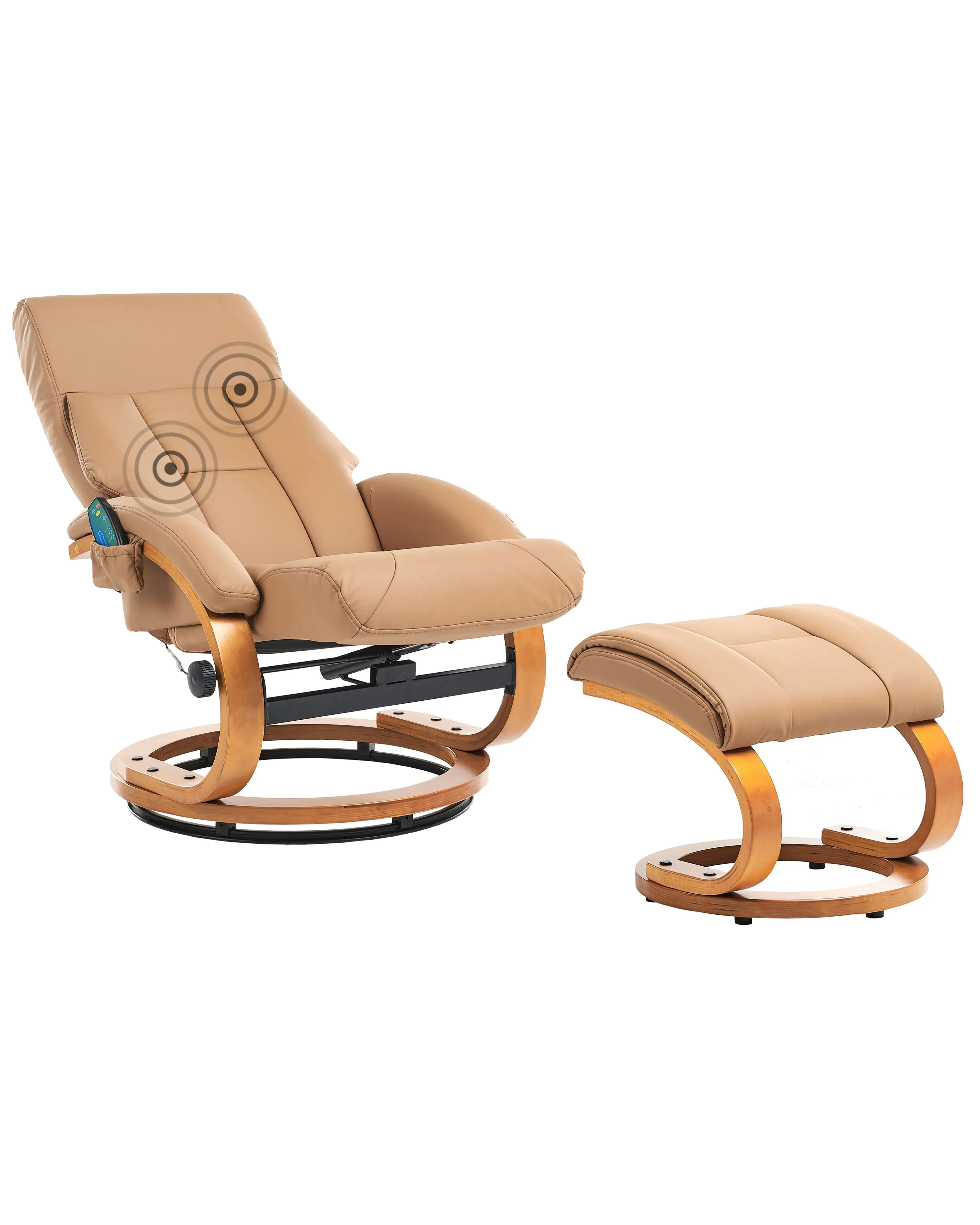 Massage Chair FORCE with Footstool Faux Leather Sand Beige
