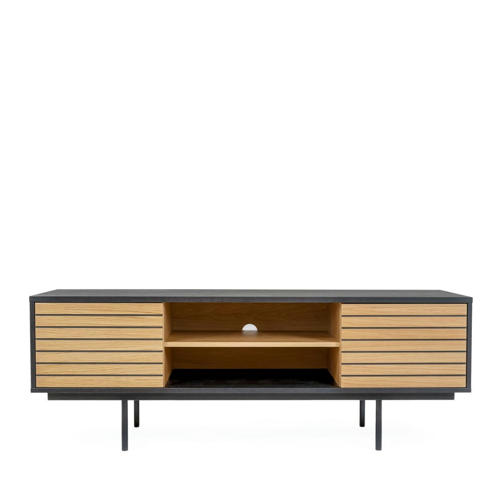 STRIPE - Meuble TV design en bois et métal noir