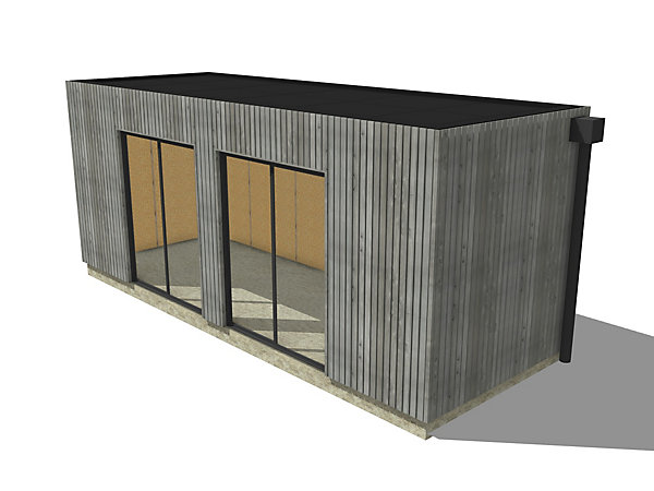 Bureau de jardin bois en bois 6,6 x 2,4 x 2,7 m / menuiseries alu k-line