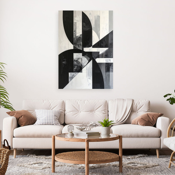 Obraz do salonu sypialni biura loftu, Czarno biała geometryczna 20x30