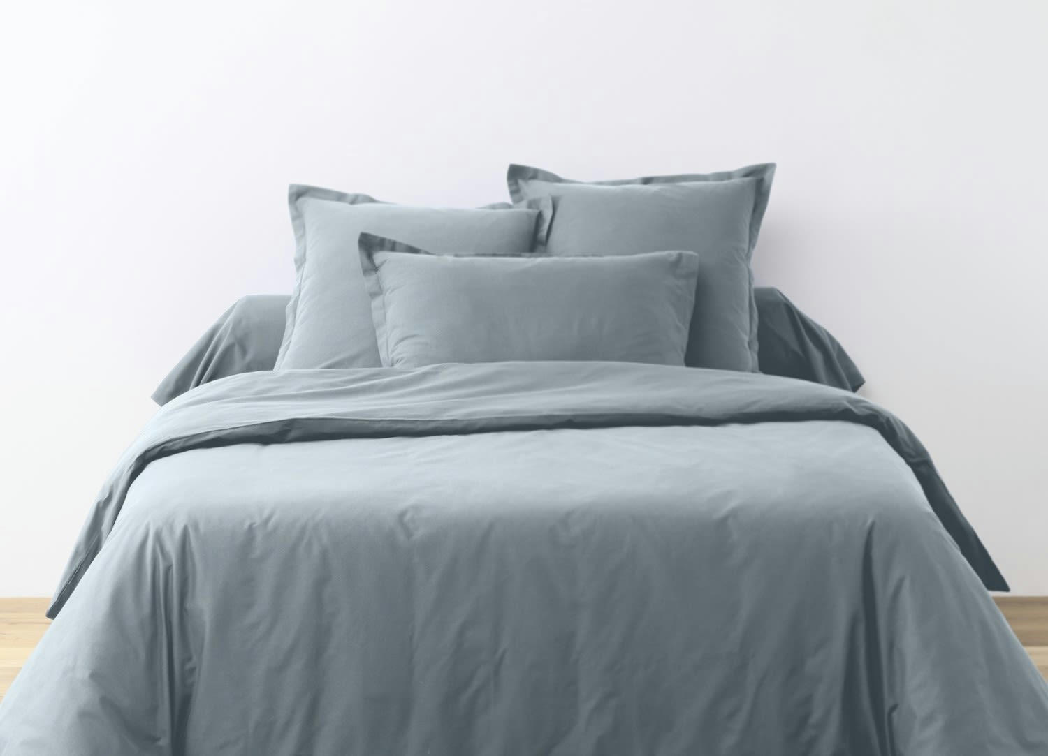 UNI BP - Parure housse de couette coton bleu 200x200 cm