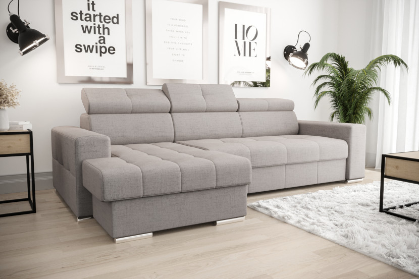 Narożnik Margo 250x160 z funkcją spania i pojemnikiem tkanina