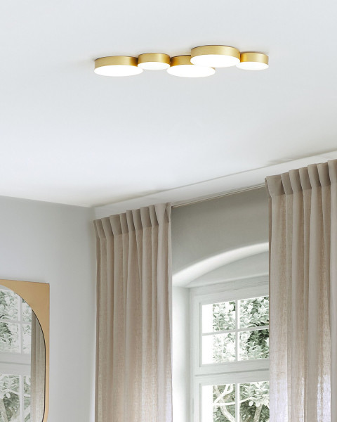 Lampa sufitowa LED 5-punktowa metalowa złota