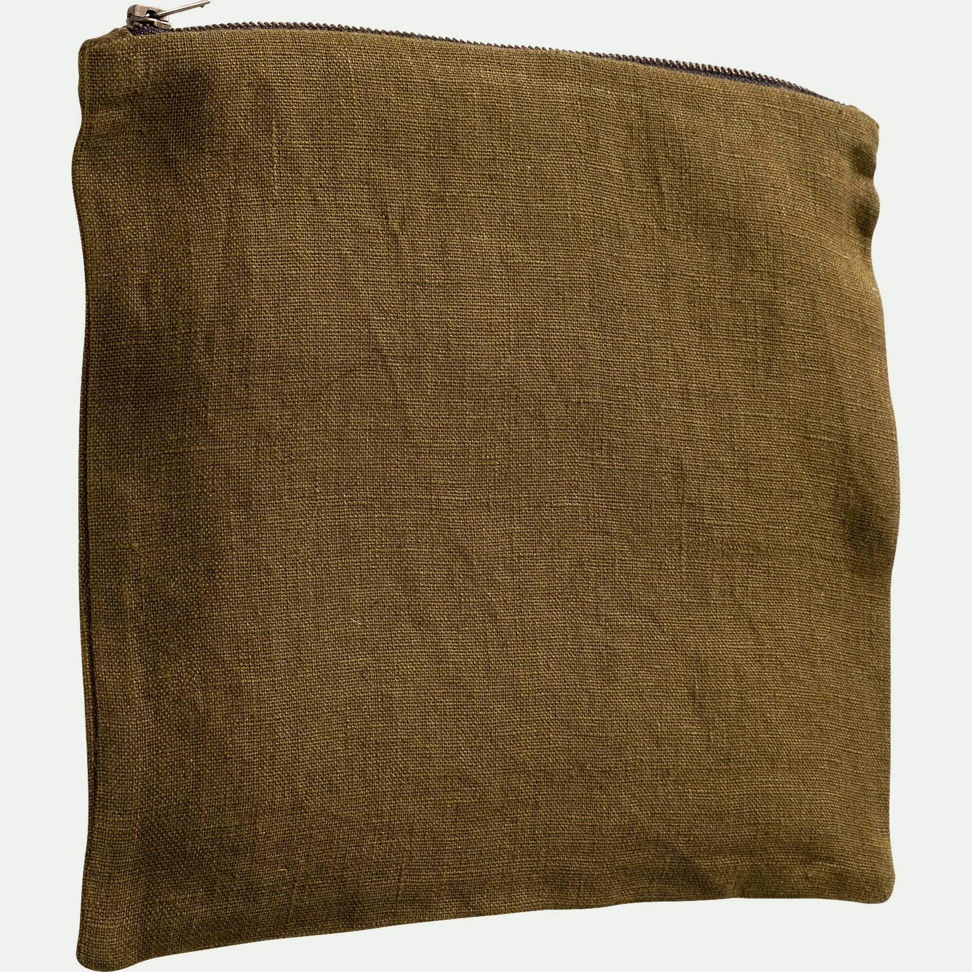 LUCETTE - Trousse de toilette en lin - vert mousse