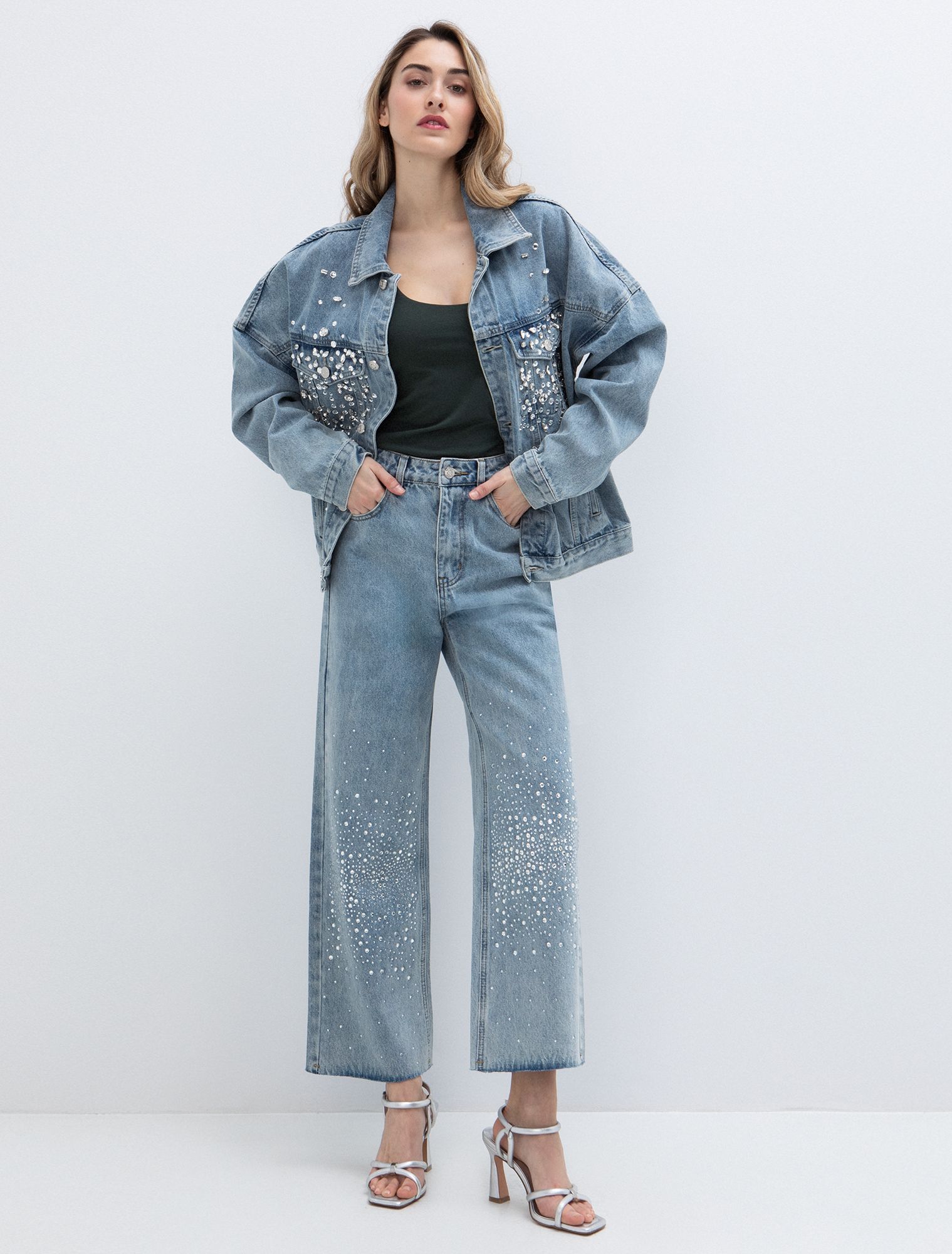 Denim jacket με κρύσταλλα