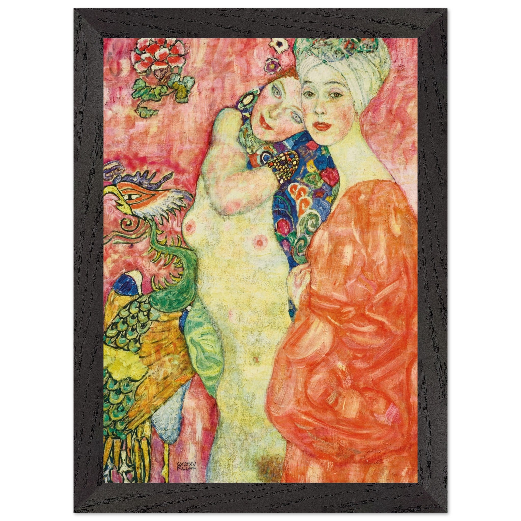 Artfulprints Poster met Lijst Gustav Klimt - The women friends  - A4 21x29.7 cm - Roze