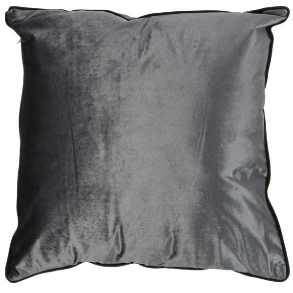 Poduszka dekoracyjna welurowa srebrna 45x45 cm glamour z lamówką na zamek