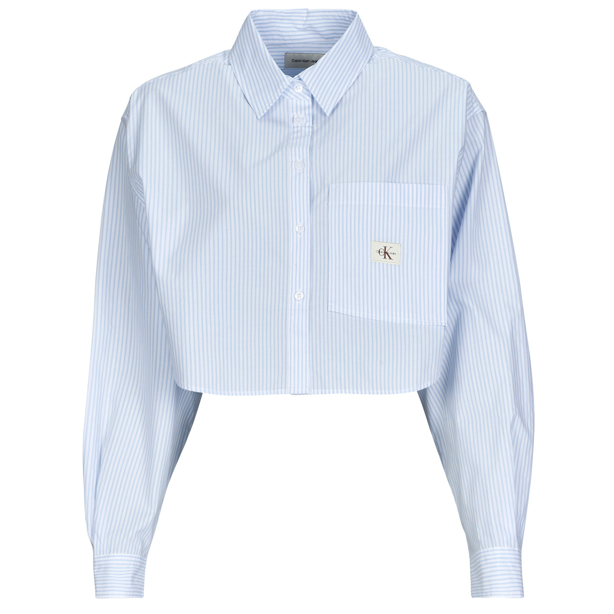 Calvin Klein Jeans - WOVEN LABEL CROPPED SHIRT - Blue