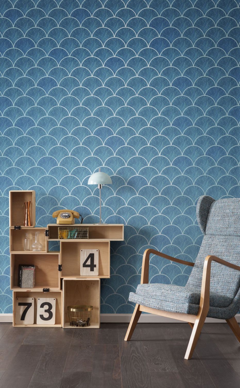 Sanders & Sanders fotobehang art deco bogen blauw - 400 x 250 cm - 611960