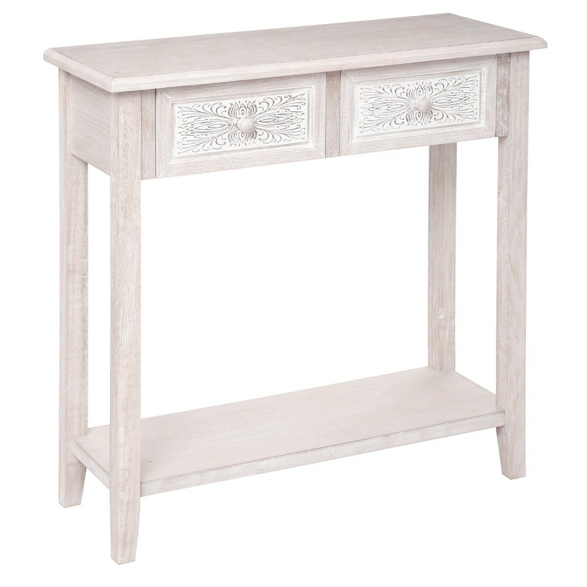 Console with shelf "Hina" Bleached wood, L.80 cm