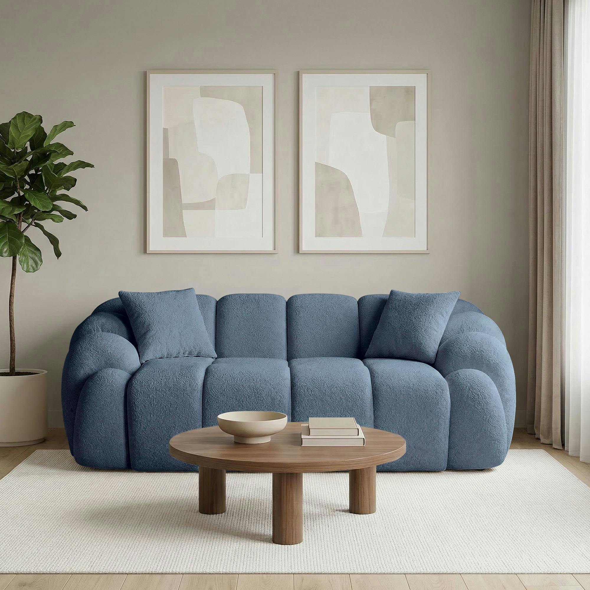 Canapé 2 places bleu design arrondi ONDA