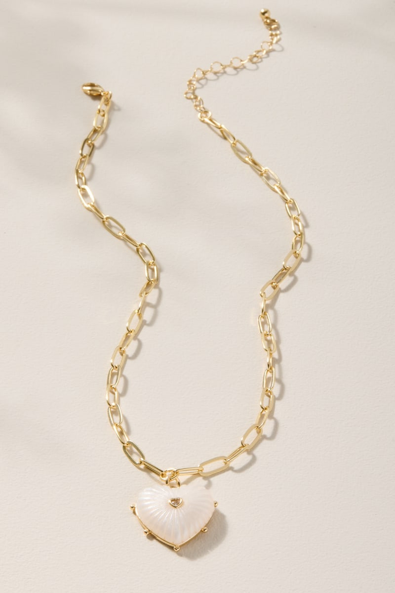 Diana Chain Link Heart Pendant Necklace
