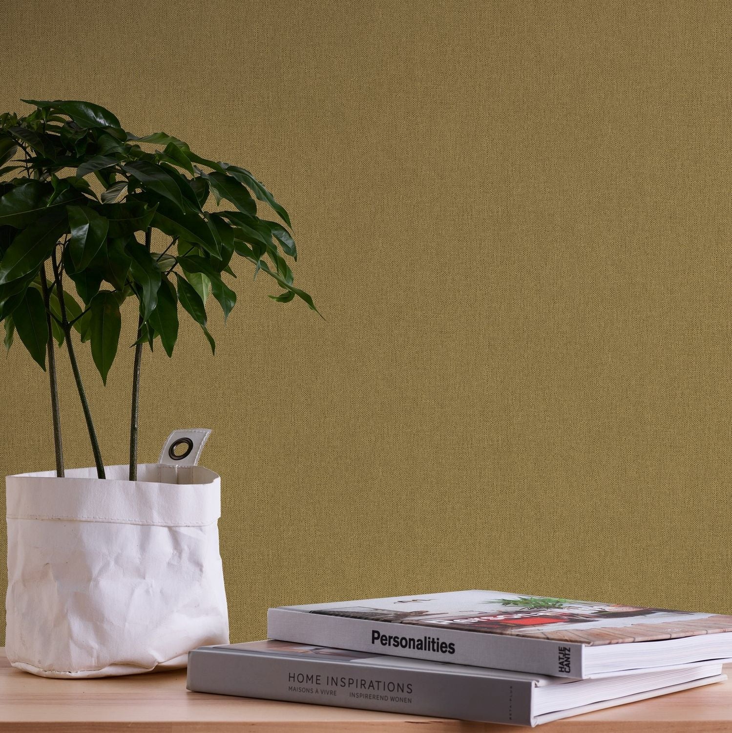 Livingwalls behang effen geel en bruin - 53 cm x 10.05 m - AS-377035