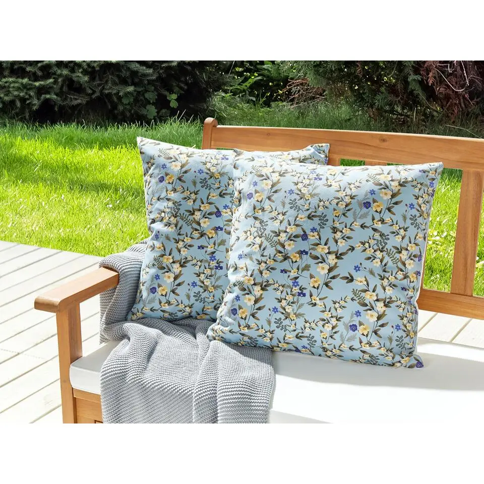 VALLORIA - Buitenkussen set van 2 - Blauw - 45 x 45 cm - Polyester