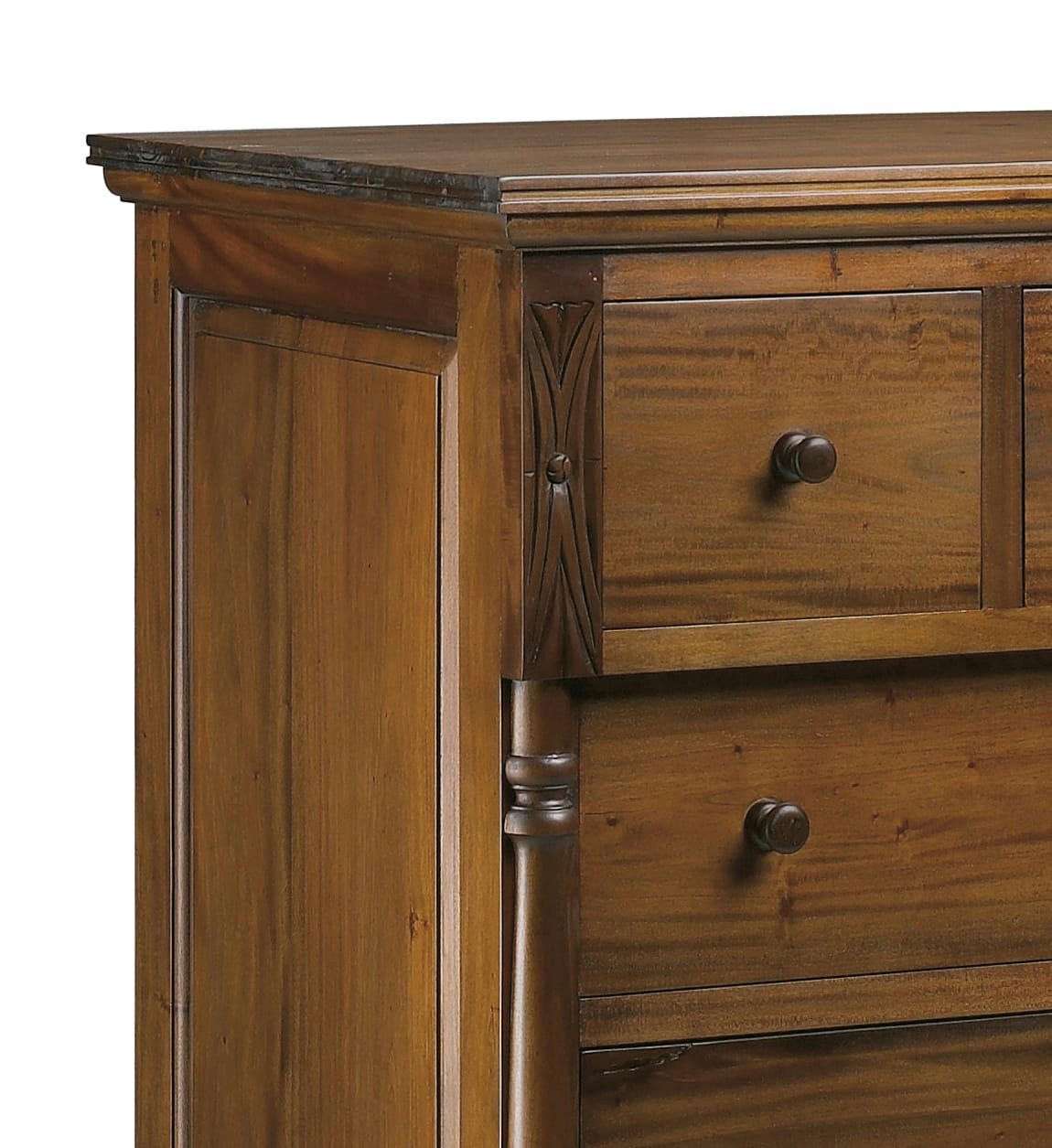 VINTAGE - Commode en bois d'acajou marron 6 tiroirs 105x110