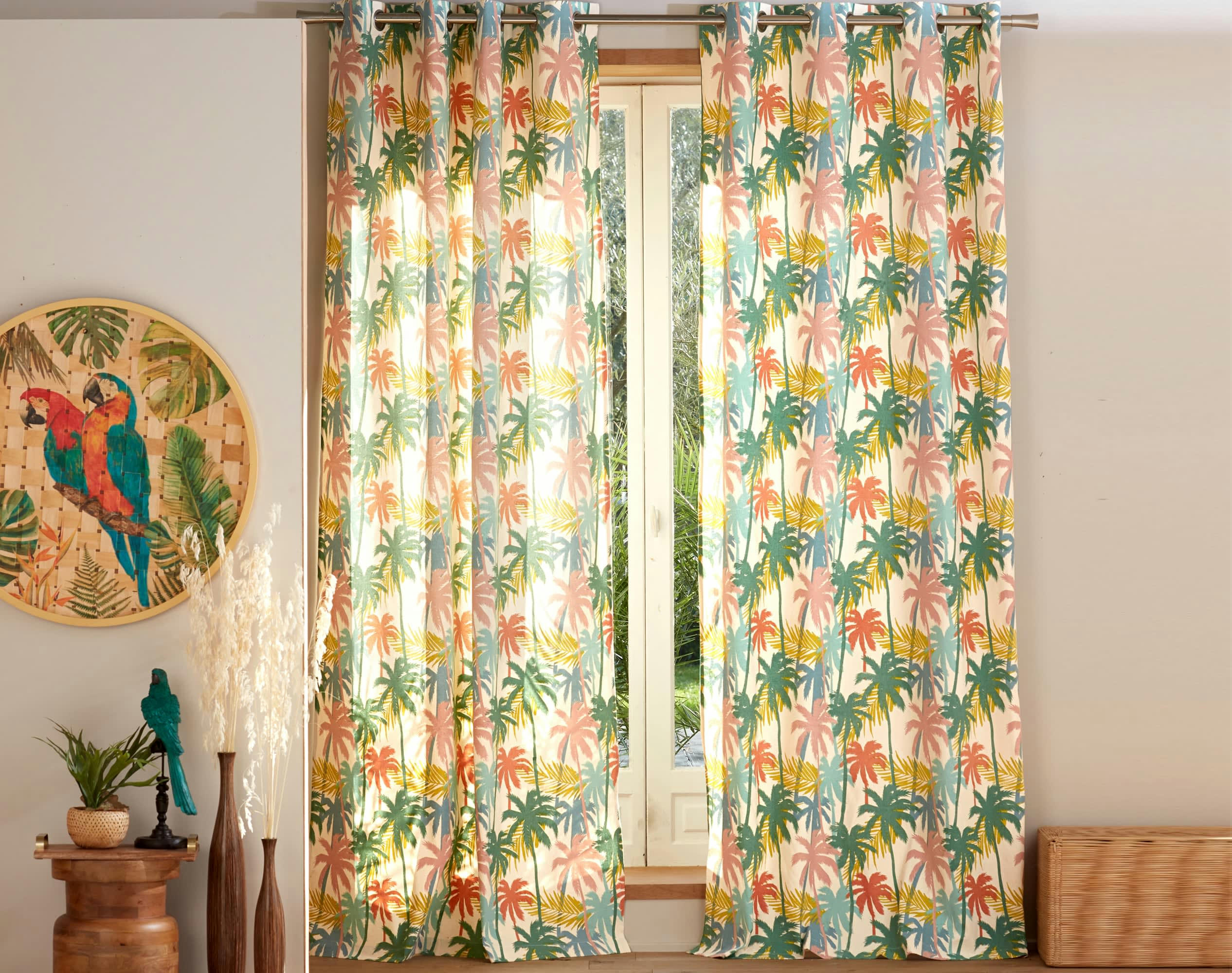 OASIS - Rideau à l'unité monté sur œillet 135x260 en coton multicolore