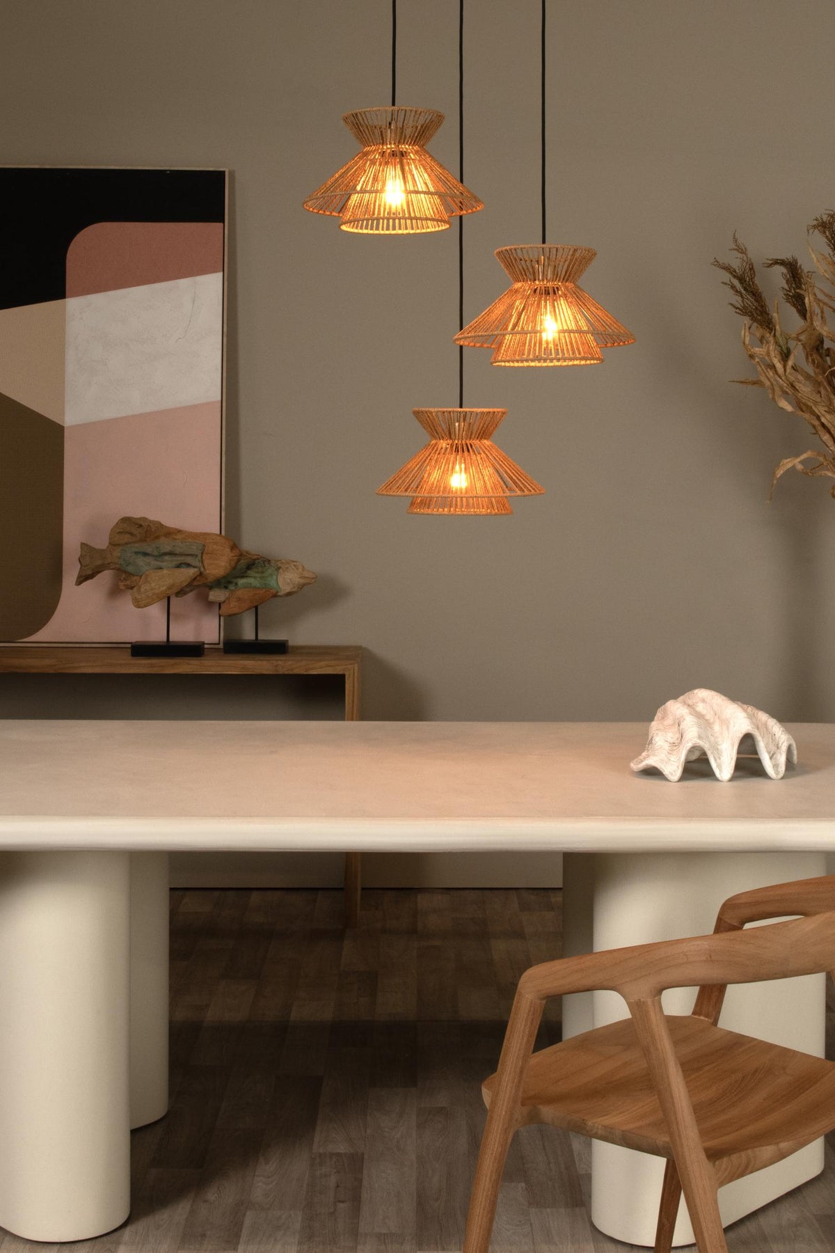Lucide hanglamp TASMAN - 3xE27 - Naturel