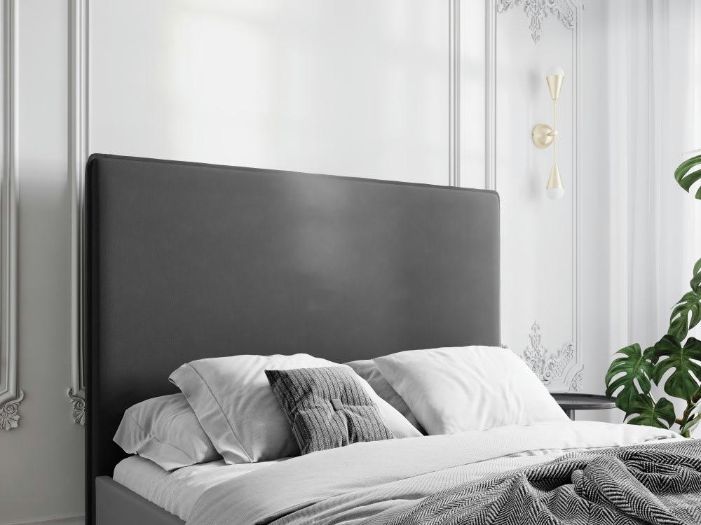 PROVENCE - Tête de lit en velours gris foncé 120x160x10