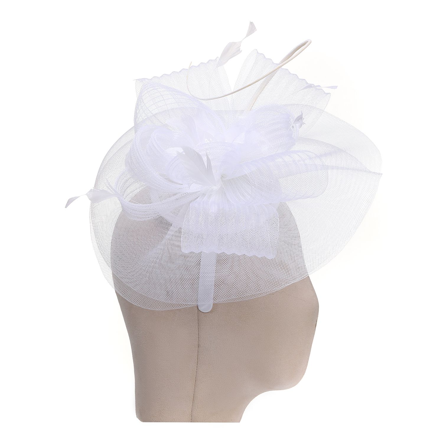 PEACH ACCESSORIES Wired Loop and Feather Fascinator