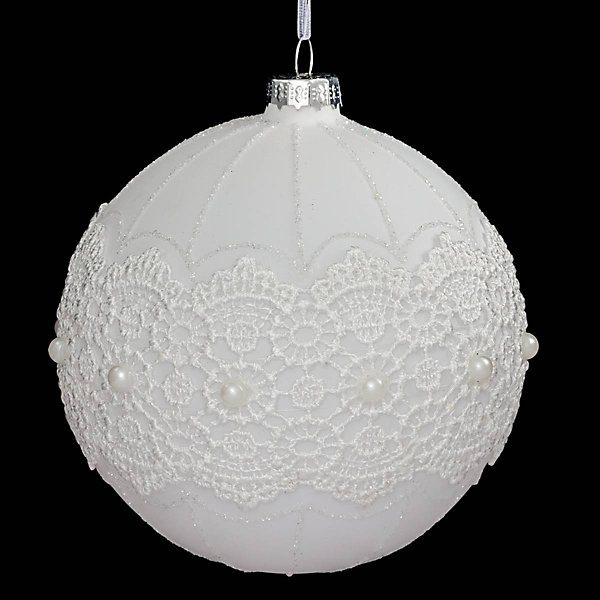 Boule de noël verre 100 mm dentelle - feeric lights &christmas
