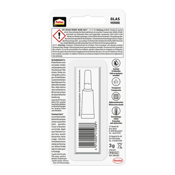 Sekundenkleber »Glas«, transparent, 3 g