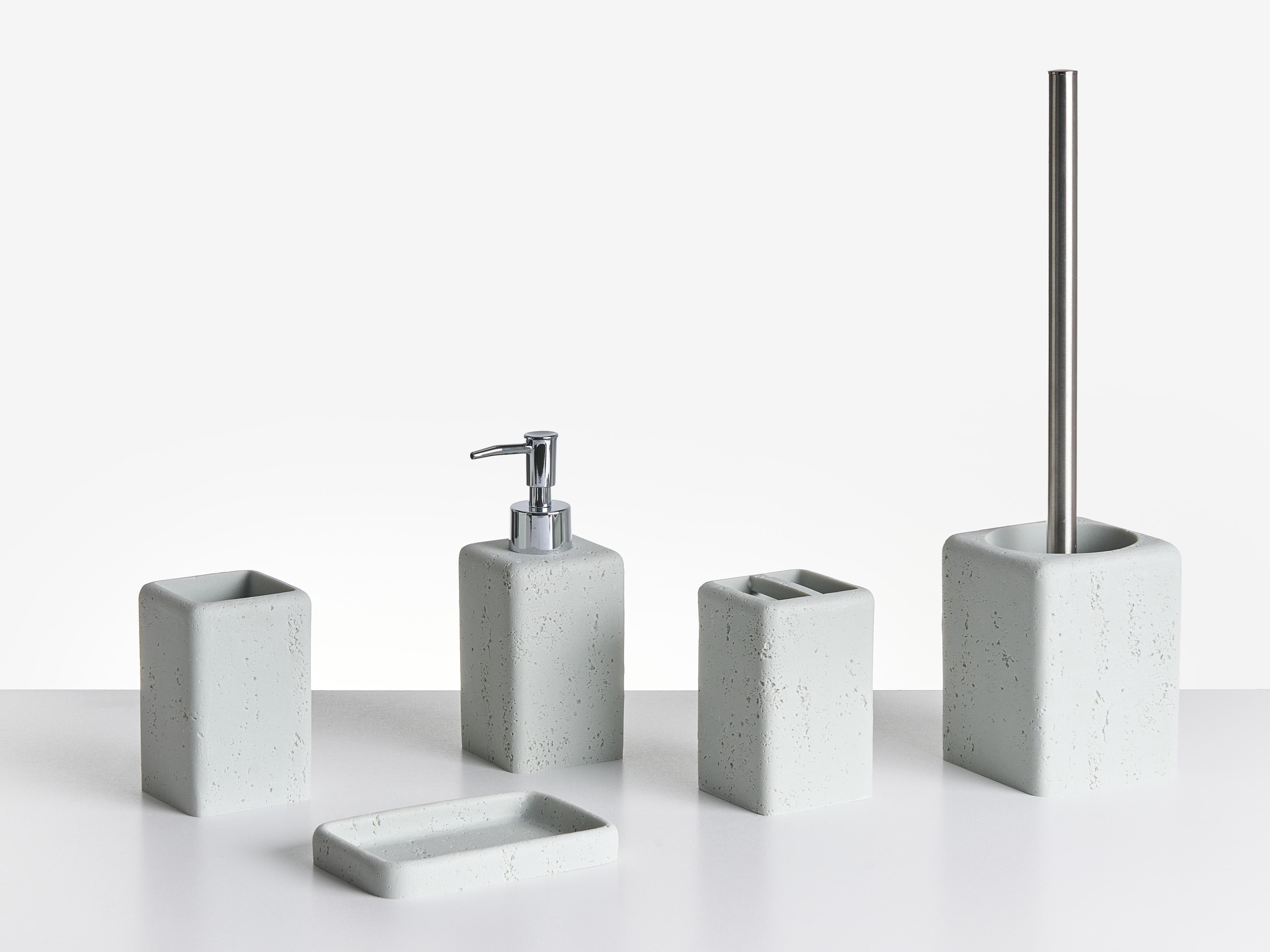 5-Piece Bathroom Accessories Set VILCANOTA Grey Concrete Effect