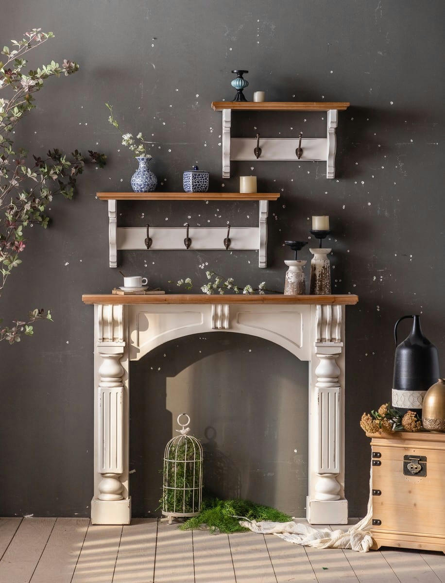 MANOIR - Manteau de cheminée en bois de Pin blanc