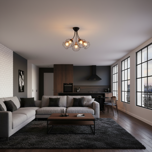 Lampa sufitowa do salonu EDYLIT druciane koszyki loft 5xE27 FLIP 14-470