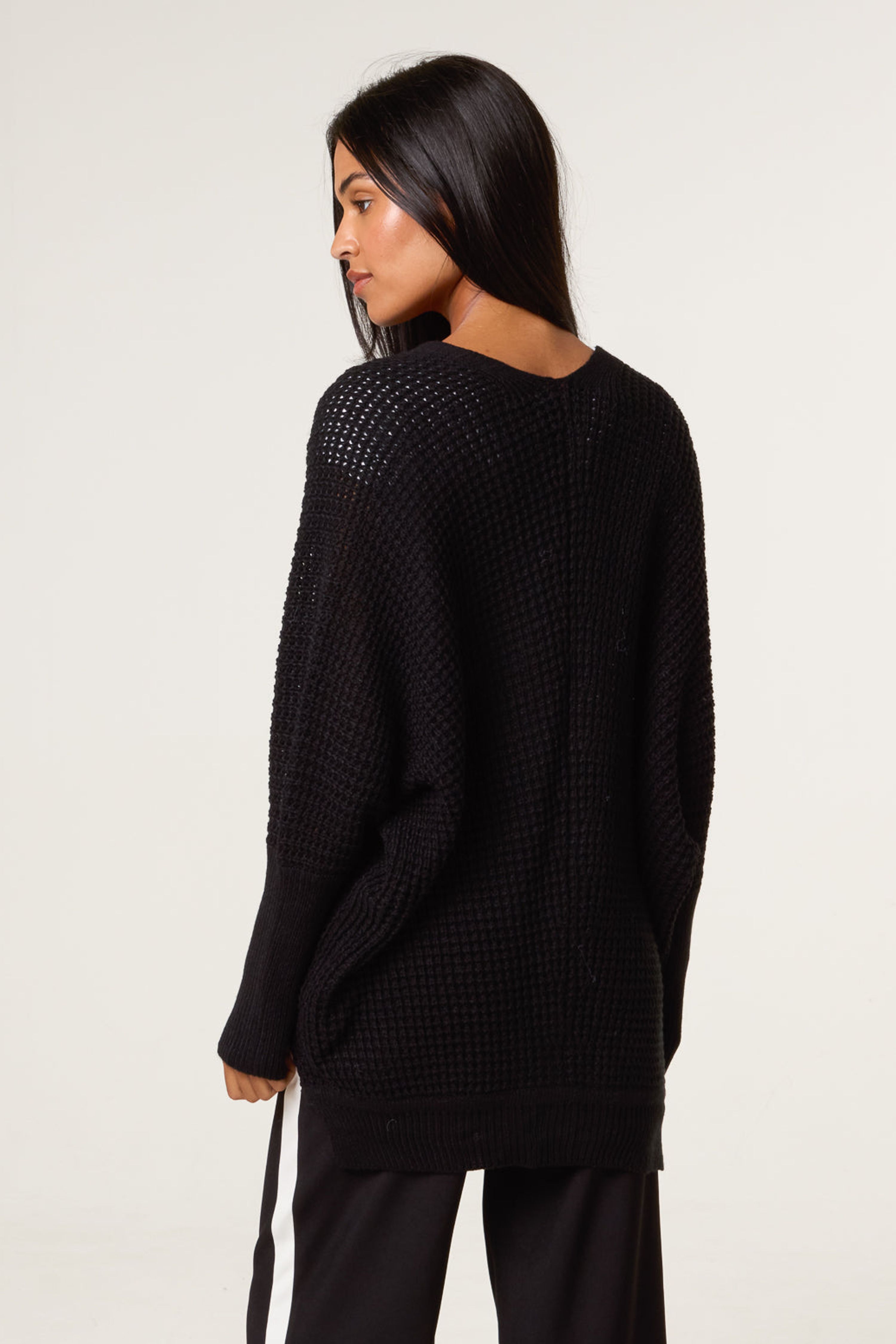 Blue Vanilla Black Textured Cardigan