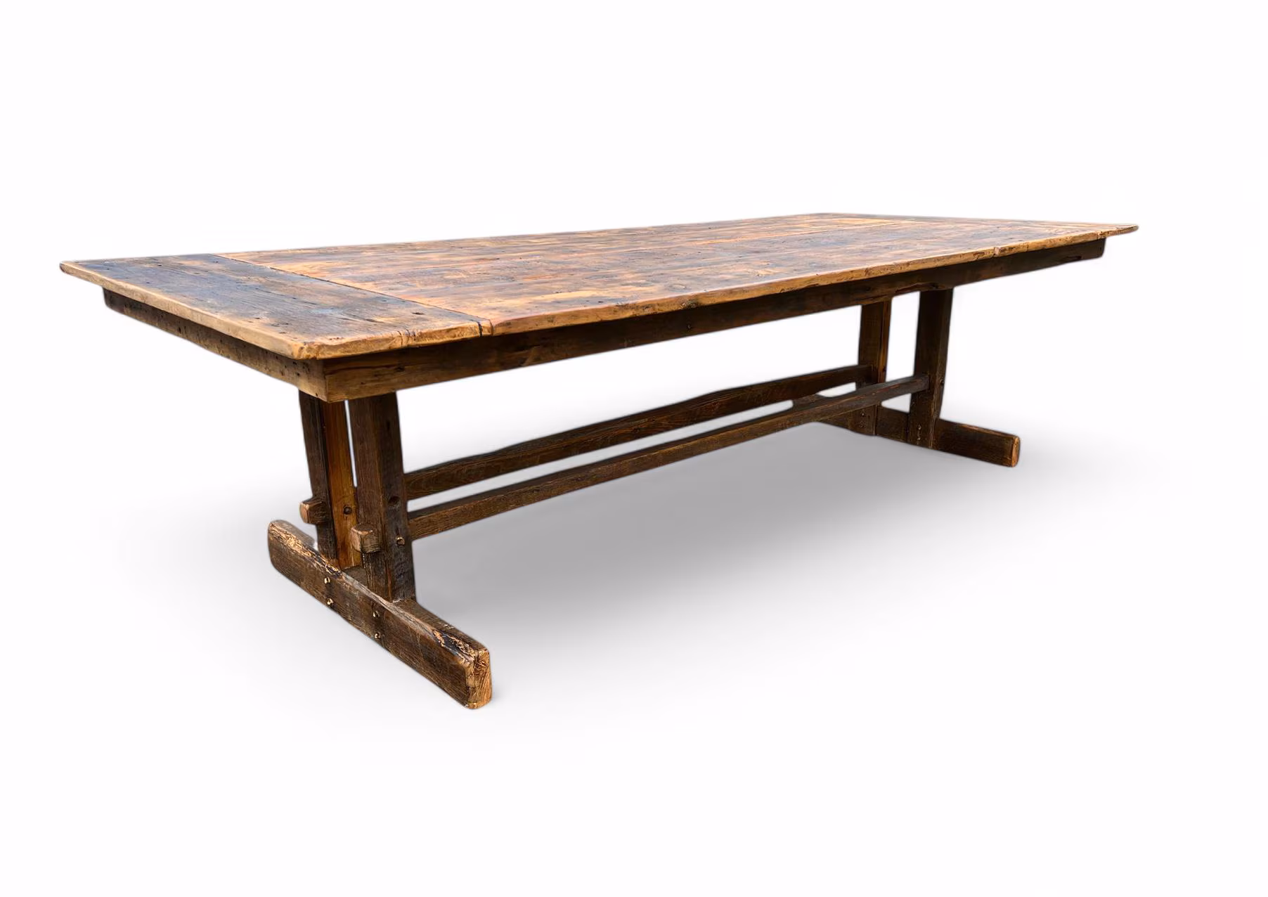 Farmhouse Reclaimed Wood Trestle Table With Breadboard