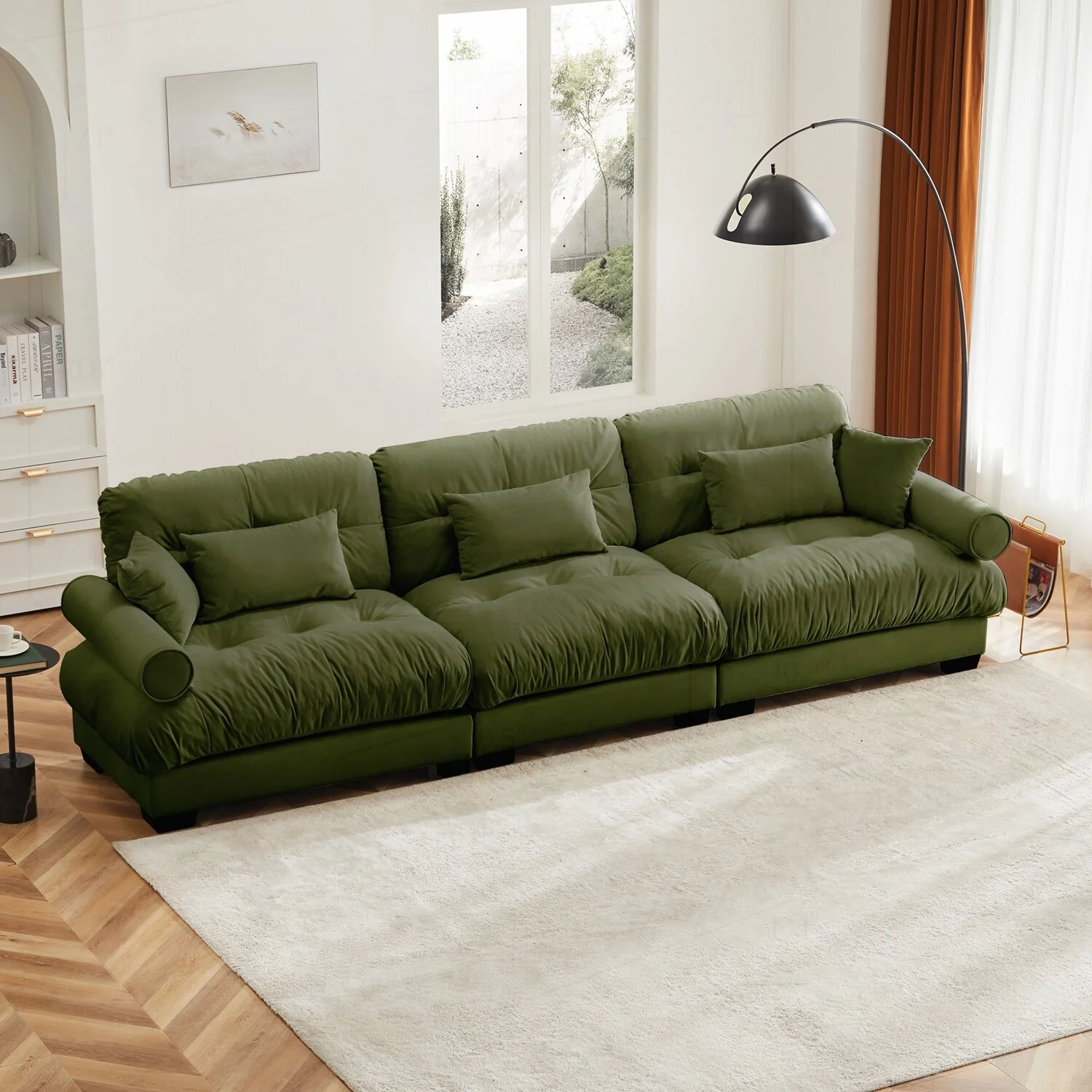 Luxurious Oversize Velvet Sofa with Multiple Pillows for Supreme Comfort