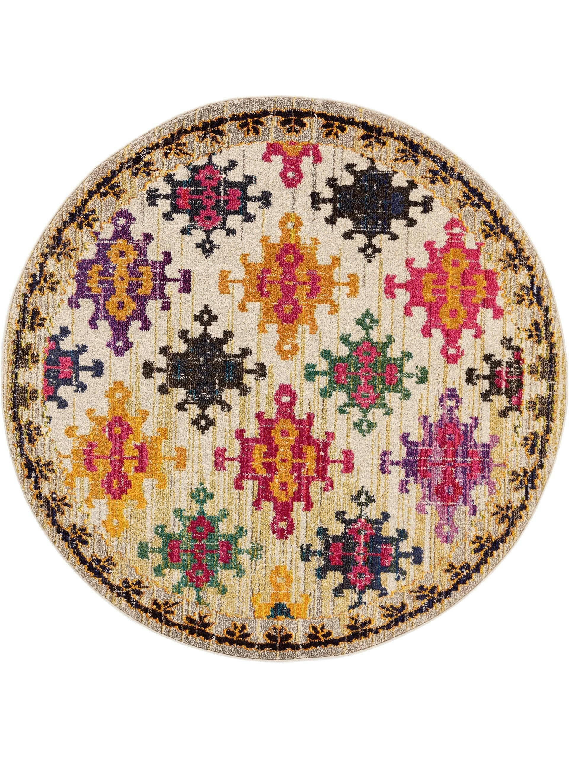 CASA - Tapis multicouleur/beige D 120 rond