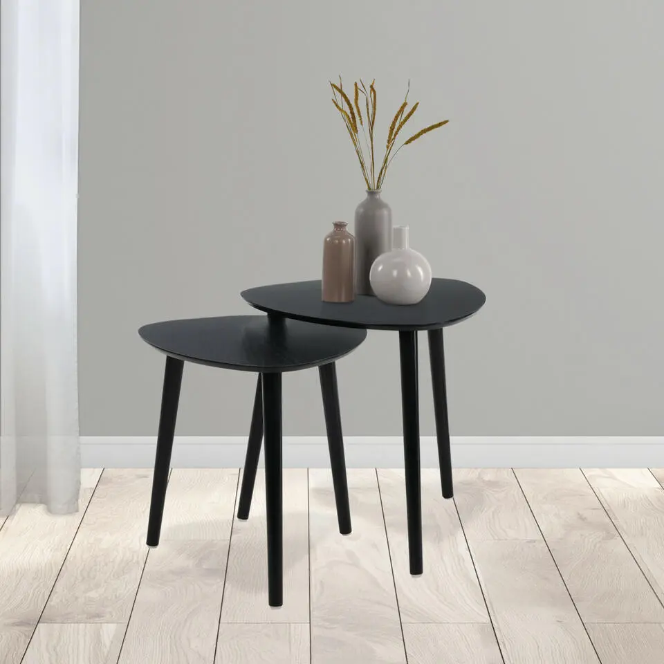 Home & Styling Bijzettafeltjes set 2x - zwart - 41 en 45 cm
