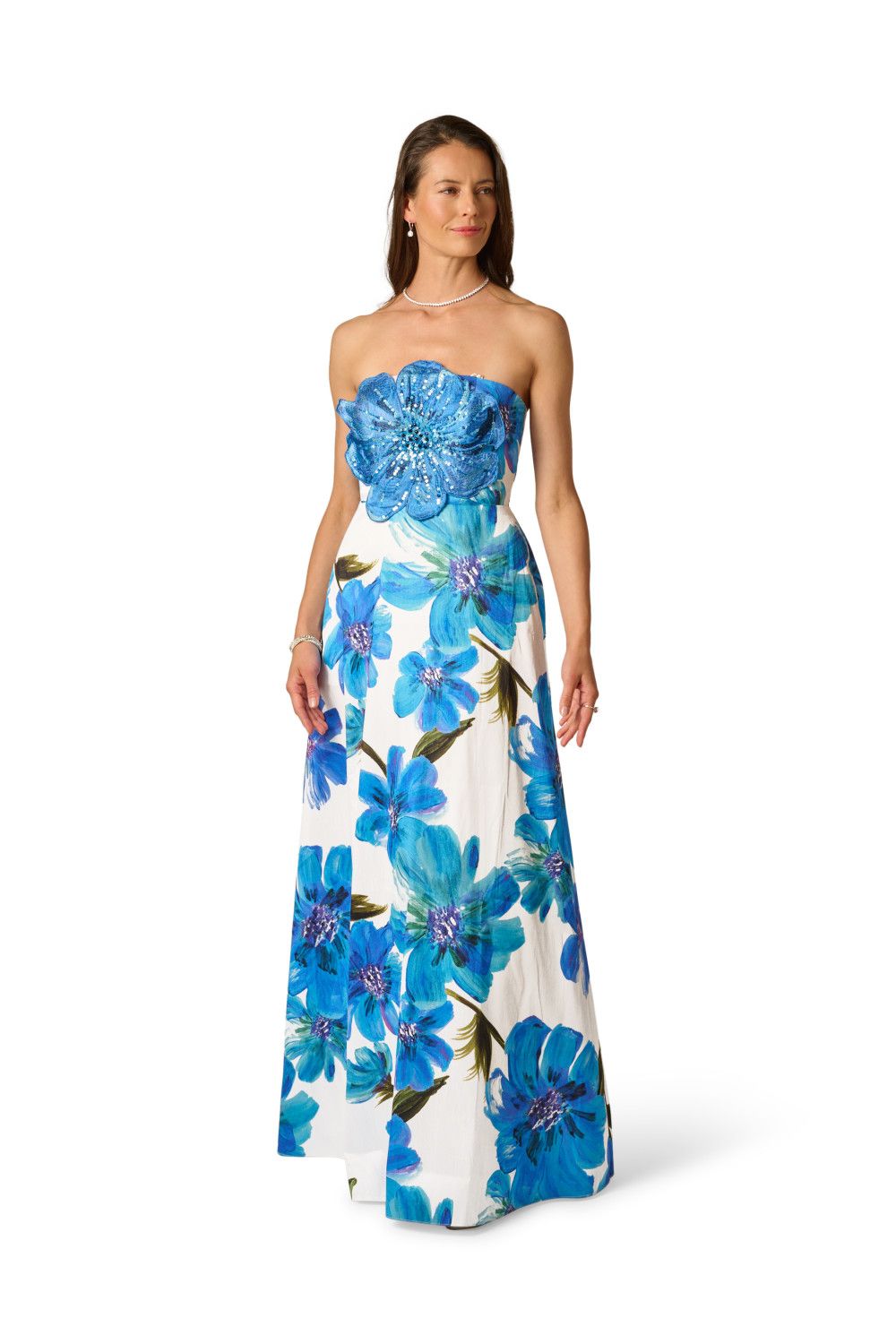Adrianna Papell Bead Dupioni Long Dress