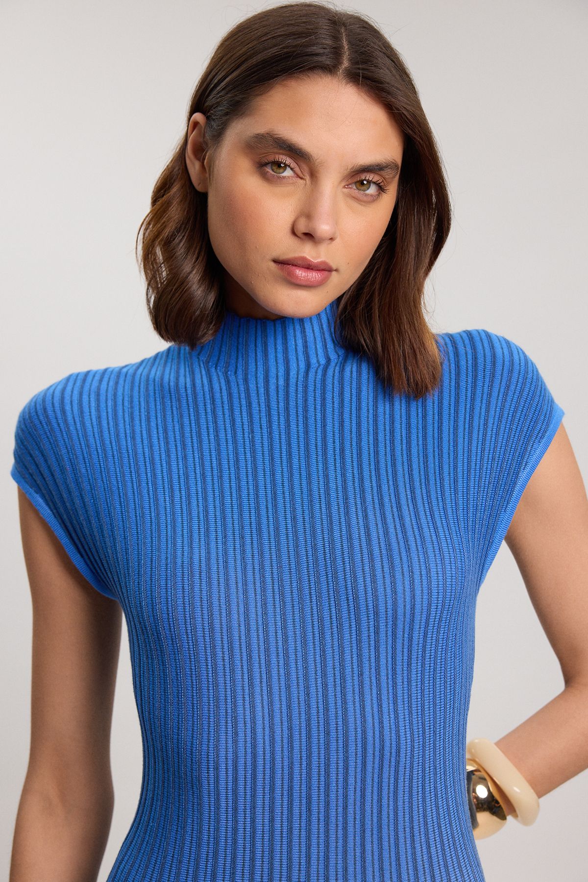 KarenMillen Petite Ombre Knit High Neck Sleeveless Maxi Dress
