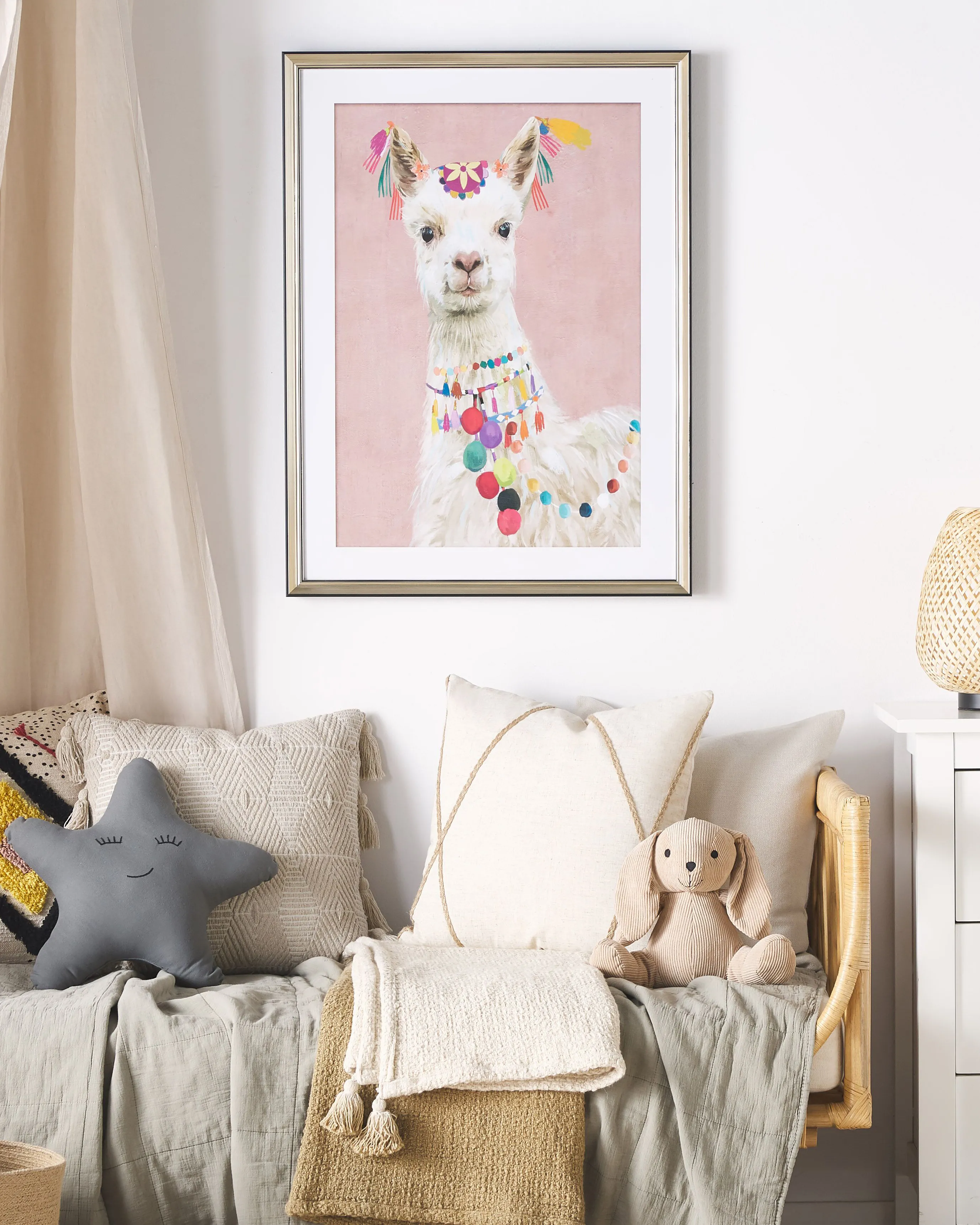 Framed Wall Print BALALA Animal Motif 60 x 80 cm Pink