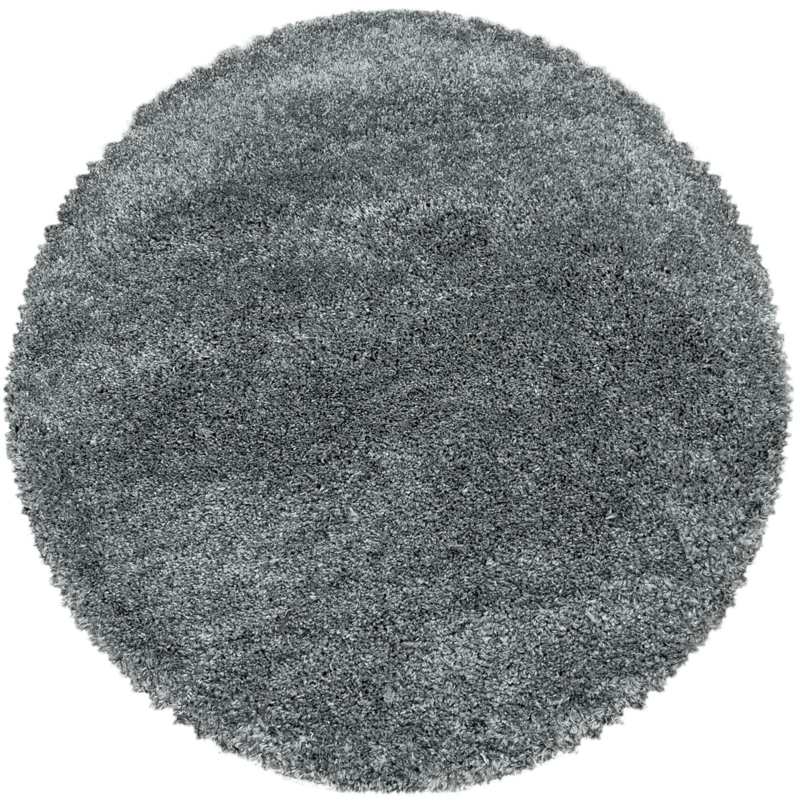 MOELLEUX - Tapis cosy rond à poils longs gris 80x80cm