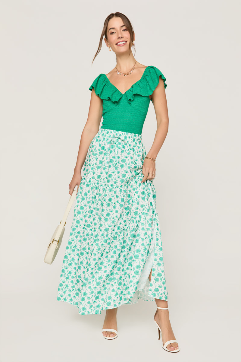 Kai Floral Tiered Maxi Skirt