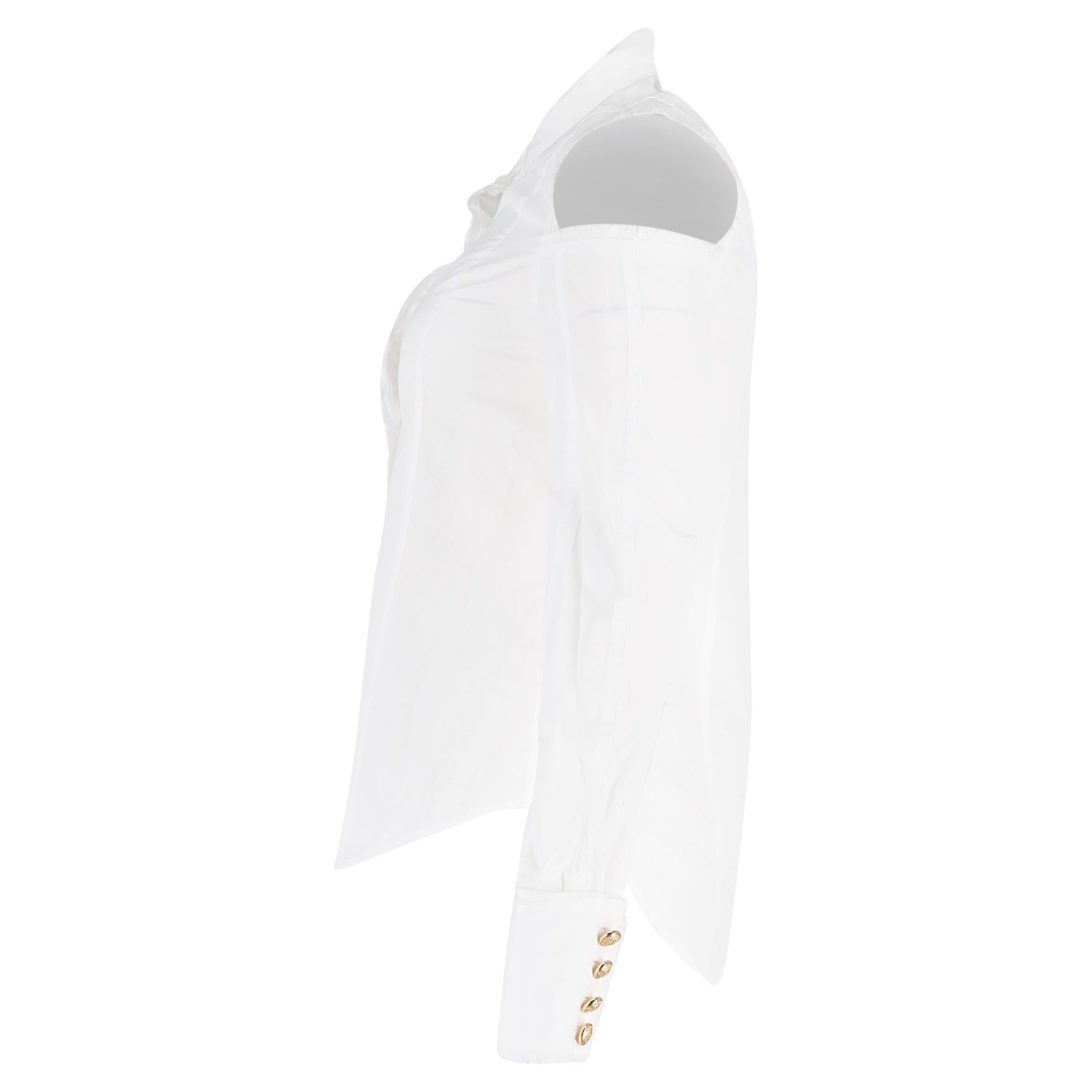 Balmain Preloved Cold Shoulder Buttoned Shirt in White Cotton
