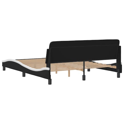NNEVL Bed Frame with Headboard Black and White 152x203 cm Faux Leather