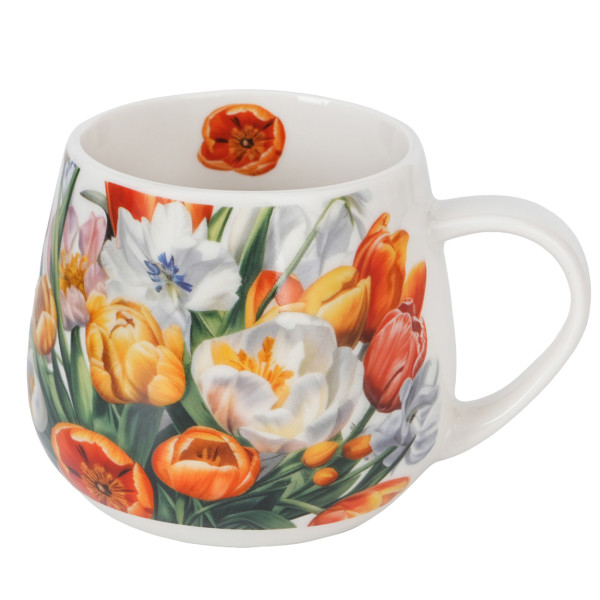 Kubek baryłka Tulipany 430 ml porcelanowy w kwiaty