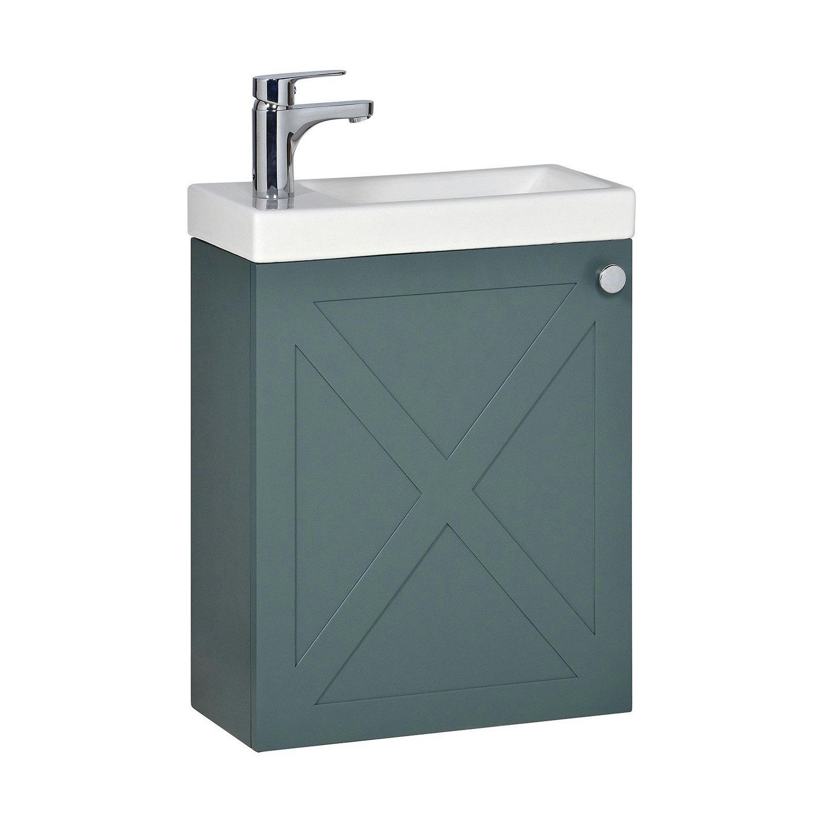 AVA - Meuble lave-mains  vert de gris + robinet chromé