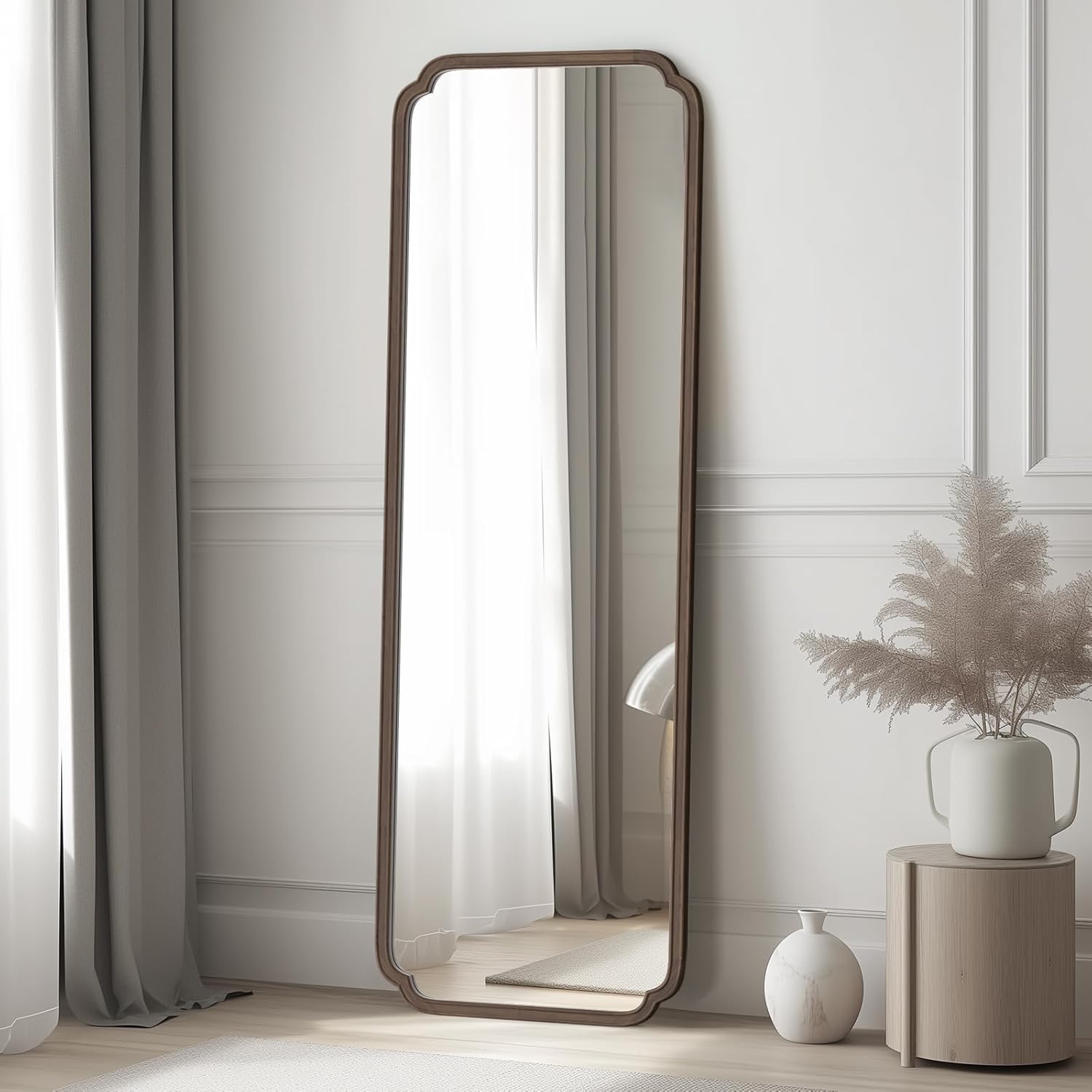 WallBeyond Full Length Mirror Wall Mounted 71x24, Rustic Wooden Frame Floor Mirror, Large Full Body Mirror for Bedroom, Leaning or Hanging Against Wall (Walnut Solid Wood)
