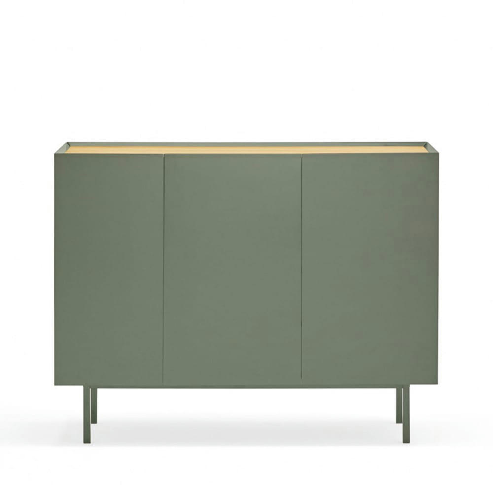 ARISTA - Buffet en bois 3 portes 3 tiroirs L110cm vert amande