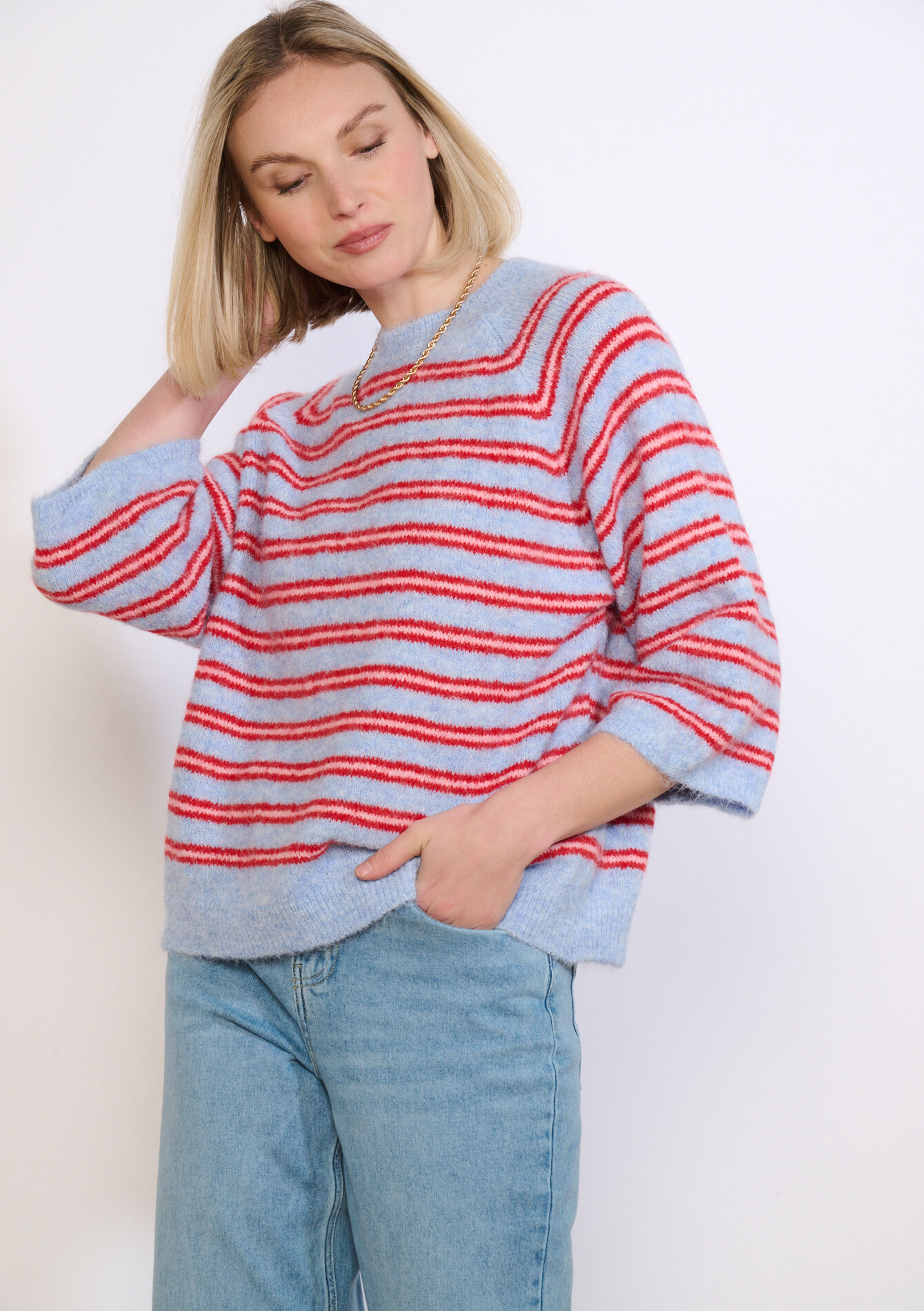 Zachte gestreepte trui