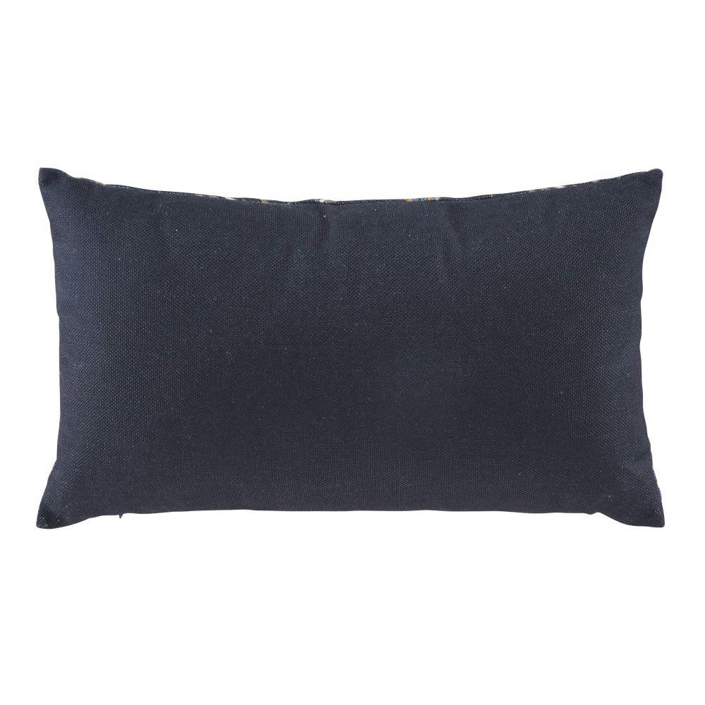 ALBORG - Coussin motifs feuilles gris, gris anthracite, jaune moutarde et écrues 50x30