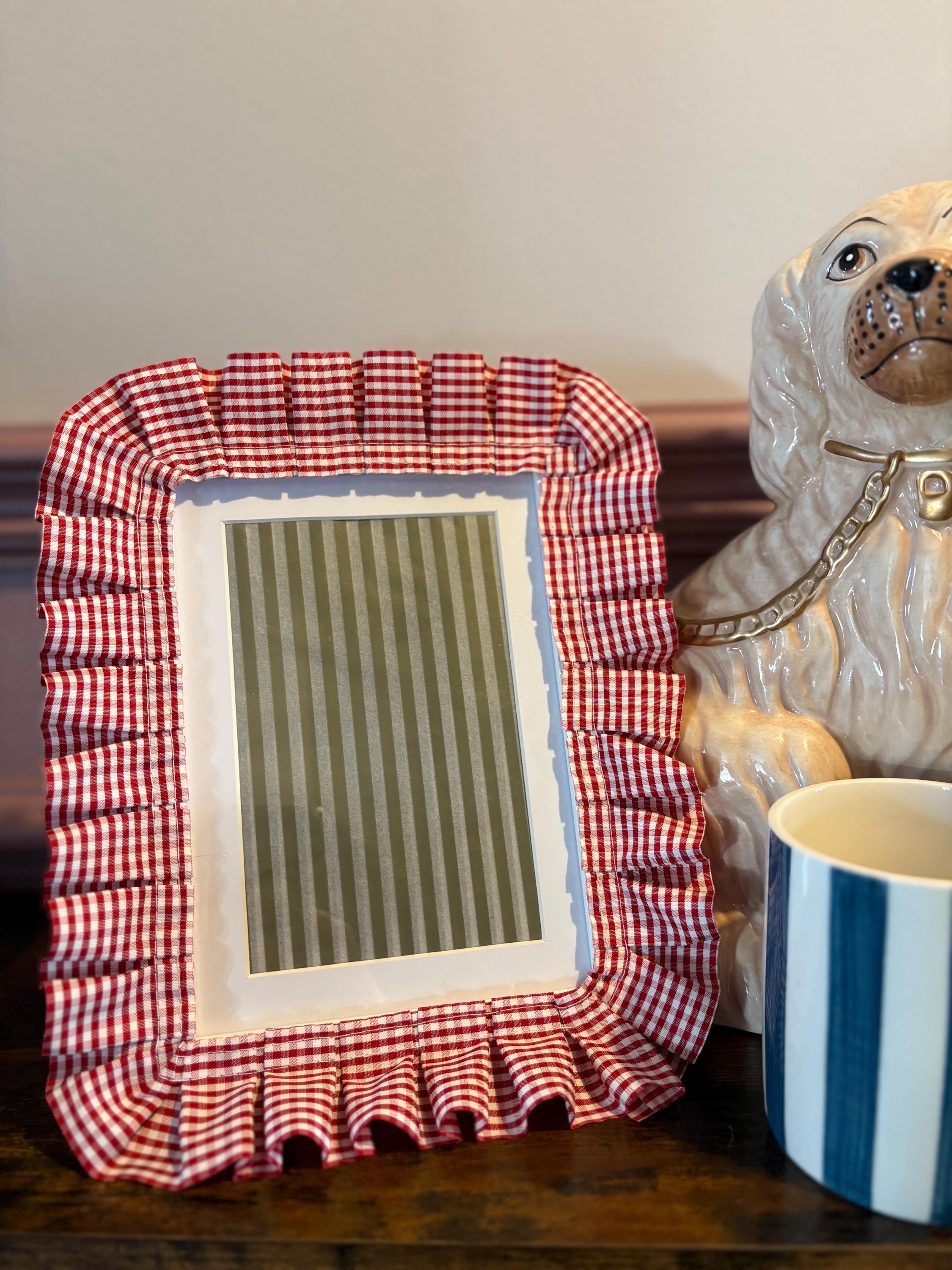 Ruffle Ribbon Photo Frame, Decorative Wooden Picture Frame, Cottagecore Desk Frame, Bow Frame, 6x4 7x5 Gift