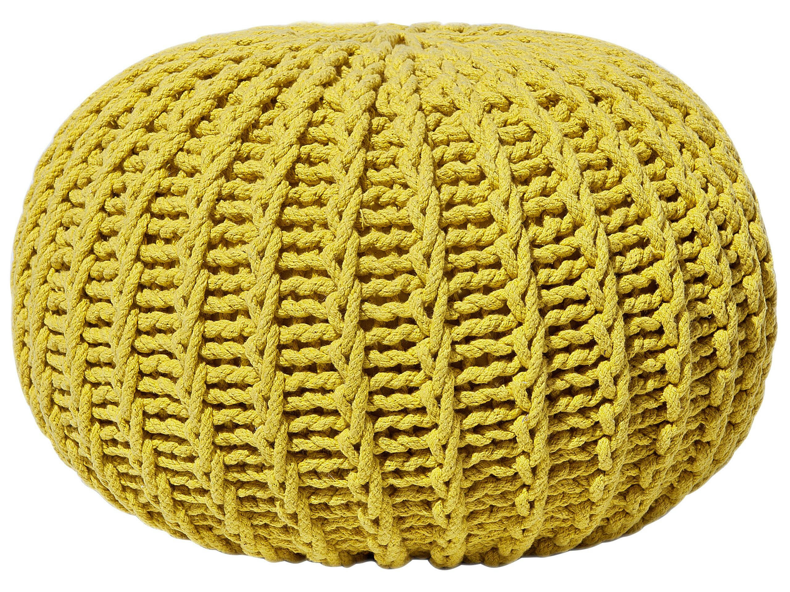 CONRAD - Pouf en coton jaune 50 x 35 cm II