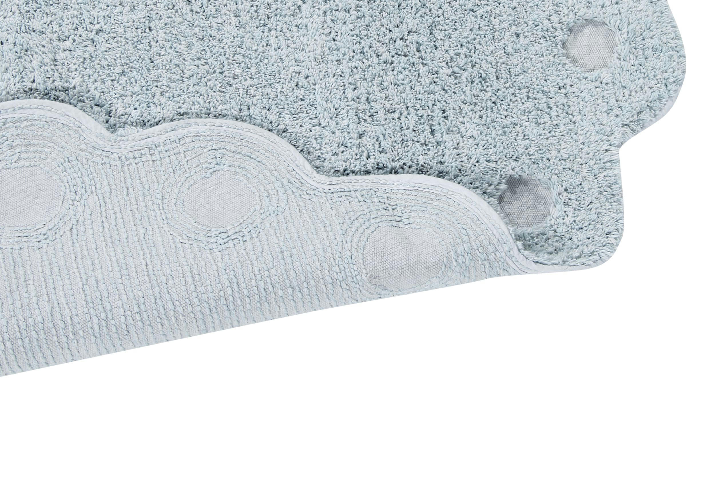 POMME DE PIN - Tapis coton lavable pomme de pin bleu perle 130x180cm